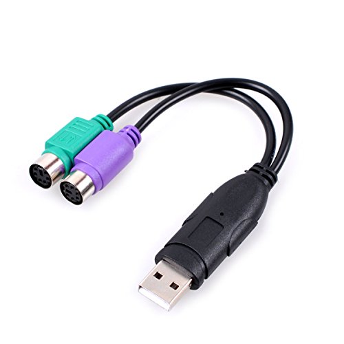 UCEC PS/2 to USB Adapter Converter for PS2 Keyboard Mouse, USB to Dual PS/2 Cables Computers Accessories (Black)
