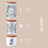 Sustainable Set of 3 Storage Jars – Decorative Canisters for Kitchen Counter – Airtight Kitchen Containers for Tea, Coffee, Spice, Flour, Candy, Food – Plant based – Cork Lid all natural – BPA-Free