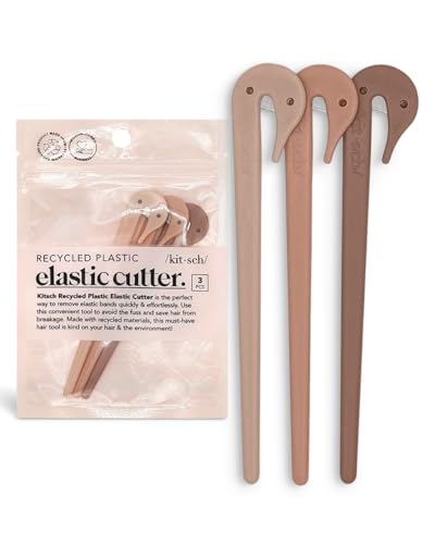 Kitsch Hair Tie Cutter - Easy To Use, Pain Free, Elastic Hair Tie Cutter Tool for Girls & Toddlers, Multicolor, 3pc