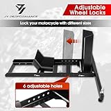 JY PERFORMANCE Motorcycle Wheel Chock, Universal Heavy Duty Front Wheel Stand for Trailer, Cruiser, Sports & Dirt Bikes, 1800 lb Capacity Adjustable Wheel Stand for 15"-22" Wheels