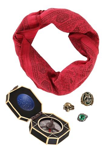 Adult Jack Sparrow Accessory Kit | Disney Pirates of the Caribbean High Seas Captain Accessories with Scarf, Compass, Rings Standard