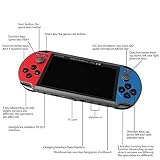 2025 Upgrade 5.1 inch Handheld Game Console for X7 Plus, Retro Handheld Games Consoles Support 8/16/32 bit 64 bit 128 bit Classic Game Console Game Boy Birthday Presents - Blue & Red