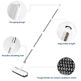 Floor Scrub Brush with Long Handle, 3 in 1 Scrape and Double-Sided Stiff Bristle Scrub Brush, Enlarged Brush Head, 360° Rotation for Kitchen, Bath, Bathtub, Floor, Wall, Patio and Garage