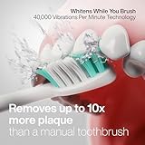 Aquasonic Vibe Series Ultra-Whitening Toothbrush – ADA Accepted Electric Toothbrush - 8 Brush Heads & Travel Case – 40,000 VPM Motor & Wireless Charging - 4 Modes w Smart Timer – Optic White