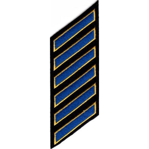 EMBROIDERED UNIFORM PATCHES & EMBLEMS - Uniform Service Hash Marks - Royal-Medium Gold on Black Felt Backing - 6 Hashes