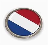 Flag of Netherlands | 3D Domed CAR Emblem Badge Sticker Semi-Flexible Aluminum Round Bezel