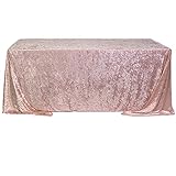 YOUR CHAIR COVERS - 90 x 132 Inch Rectangular Crushed Velvet Tablecloth for 6 ft. Rectangular Tables Wedding, Party, Dining, Banquet and Events - Blush