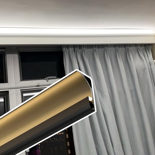 LED Aluminum Crown Molding Profile for 8mm Strip Lights, Cuttable LED Channel Diffuser for Drywall Ceiling Lighting, 12m/39.3ft (Black) - Ideal for Home or Office Lighting