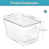 Vtopmart 6 Pack Clear Stackable Storage Bins with Lids, Large Plastic Containers with Handle for Pantry Organizer and Storage,Perfect for Bathroom,Cabinet,Kitchen,Fridge,Closet Organization