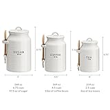 Barnyard Designs Canister Set for Kitchen Counter, Coffee Tea Sugar Container Ceramic Set, Decorative Canisters, Rustic Farmhouse Canister Jars, White (Coffee/Sugar/Tea)