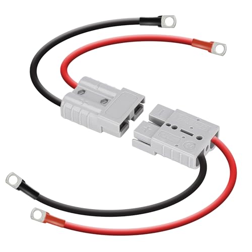 DC HOUSE Battery Connector 50A Kit, Plug 8 Guage 0.98ft Cables, Waterproof Quick Connectors for Lifepo4 Battery Power Transfer