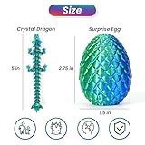 4PCS 3D Printed Easter Dragon Eggs with Dragon Inside, Mini Mystery Dragon Egg Articulated Crystal Dragon Fidget Toy, Surprise 3D Printed Animals Toy Easter Basket Stuffers (4-Piece Set-A)