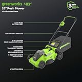 Greenworks 40V 16" Brushless Cordless (Push) Lawn Mower (75+ Compatible Tools), 4.0Ah Battery and Charger Included