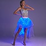 LED Tulle Skirt for Women - Smart Light Up Skirts 80S Prom White Tutu Dress Rave Party Outfits (S)