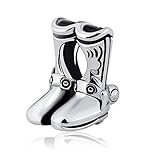 Bolenvi Cowboy Boots Farmer 925 Sterling Silver Charm Bead for Pandora & Similar Charm Bracelets or Necklaces