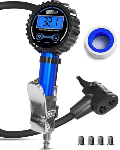 Presta Valve Air Chuck – Digital Bike Tire Inflator with Pressure Gauge – Schrader to Presta Valve Adapter for Air Compressor