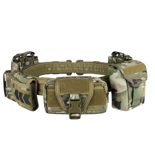 BOMTURN Battle Belt Tactical With Accessories: Duty Law Enforcement Combat Airsoft Police Belt With Pouches 7pcs