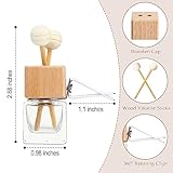 Zubebe 100 Pack Clear Glass Car Air Freshener Vent Clip Empty Essential Oil Diffuser Bottle Auto Glass Perfume Diffuser with Vent Clip Wooden Cap and Stick for Car Fragrance Ornament (Colorless)