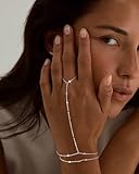 Moodear Cute Bracelet Layered Hand Link Chain for Women - Adjustable Trendy Sterling Silver Dot Ring Chain Bracelets Non Tarnish Jewelry Gift