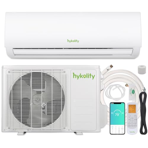 Hykolity 24,000 BTU Wifi Enabled Mini Split Air Conditioner & Heater, 208/230V, 19 SEER2 Split AC Unit Ductless Inverter System with Heat Pump & Installation Kits, Cools Up to 1500 Sq. Ft