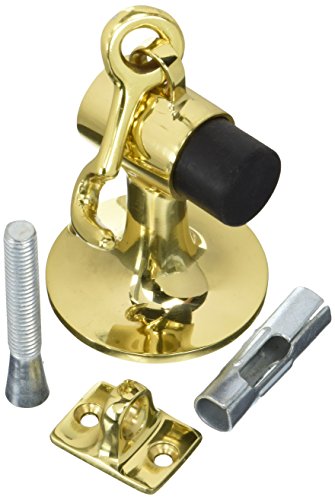 Ives FS446 3 3/4" Height Cast Brass Floor Door Stop with Manual Hold-Open Hook, Polished Brass