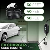 PRIMECOM Level 2 Electric Vehicle (EV) Charger (220V / 240Volt, 16Amp) Portable EVSE Smart Electric Car Charger, 30', 40', and 50 Feet Lengths (NEMA 14-50P, 50 Feet)