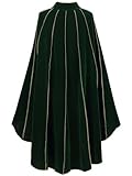 GRAJTCIN Women's Medieval Cloak Renaissance Thic Velvet Gold Trim Cape Halloween Costume for Adult (43.3", Green)