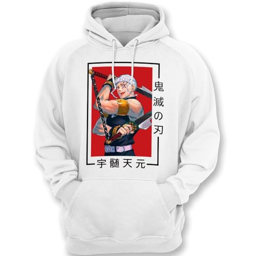 68VX Tees Tengen Uzui Hoodie, Demon Slayer Kimetsu no Yaiba Hoodie, Hashira Heavyweight Pullover Hooded, Anime Hoodies, Manga Fleece Pullover Sweatshirt for Mens - Womens - Kids W-10, Small-3X-Large