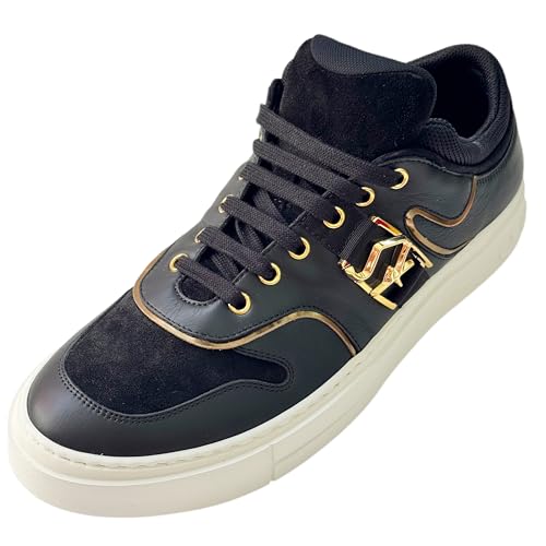 Ferragamo New Noris Black Leather Low Top Men Shoes Sneakers Fashion (Salvatore (Black, US Footwear Size System, Adult, Men, Numeric, Medium, 9.5)