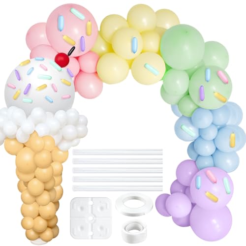 WinnerWhy 330 Pcs Ice Cream Party Decorations Ice Cream Balloon Garland Kit Pastel Balloon Garland Arch Kit Macaron Rainbow Party Supplies for Baby Shower Birthday DIY Supplies