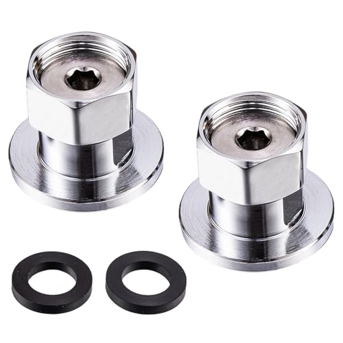 Phivan Commercial Faucet Parts Brass Coupling Flanges 1/2 NPT Female Eccentric Flanged Inlet fits 8 Inch Center Wall Mount Faucets Coupler Replace (2 Pcs)