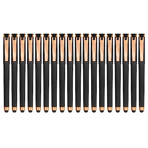 Linbsunne Black Gel Pens 0.7mm Medium Point Pen Office Pens 2-in-1 Stylus Pens for Touch Screens Gel Ink Rollerball Pens for Writing (18 Pack-black)