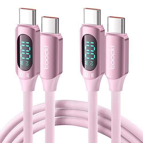 100W Type C Cable 2Pack 5A 6.6FT Type C Charging Cable USB C Cable with LED Display USB C 2.0 Fast Charge Silicone Cable for Google 8 8A 8P 7 7A 7P 6 6A 6P