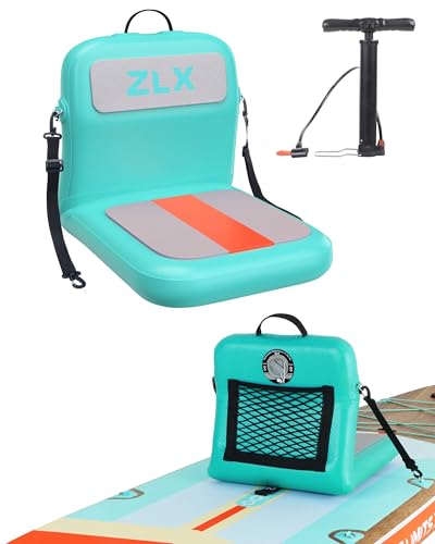 ZLX Paddle Board Seat with Back Support, Portable Kayak Seat, Air Pump Included, Universal Inflatable Seat for Adults, Foldable Ergonomic Design, Easy Fix for Outdoor Fishing/Kayaking/Camping