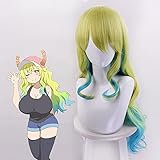 Cosplay Wig Miss Kobayashi's Dragon Maid Quetzalcoatl Lucoa Cosplay Heat Resistant Synthetic Hair Carnival Halloween Party + Free Wig Cap