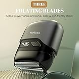 Electric Foil Shaver for Men, Compact Waterproof Rechargeable Razor with 3 Floating Blades, IPX7 Wet/Dry Use, USB Type-C Charging, Portable Travel Electric Shaver