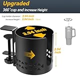 Deeper Desk Cup Holder Clamp Cup Holder for Table,360° Rotating Anti-Spill Cup Holder for Desk,Office Desk Accessories to Hold Coffee Mugs,Stanley YETI Bottles,Pencil Holder (Deep)