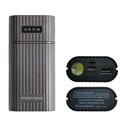 2X 18650 21700 Battery Box Power Case for Shell, 5V 18650 Charging Case Battery Holder Storage Box with LCD Display, Case Battery Enclosure, Batteries Not Included