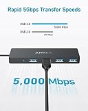 Anker 4-Port USB 3.0 Hub with 5Gbps Data Transfer, Ultra-Slim Data USB C Hub [Charging Not Supported], for MacBook, iMac, Surface, Mobile HDD, and More (USB-C, 0.7 ft)