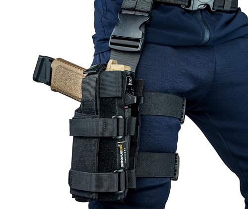 Universal Drop Leg Holster - Adjustable Thigh Holster for Light & Red Dot Sights, Airsoft Pistol Holster with MOLLE Drop Leg Panel, Compatible with 1911, Glock, Sig, Beretta, Ruger, Taurus.(Black)