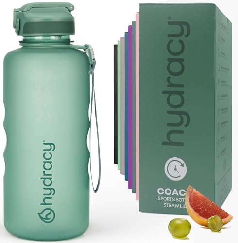 Hydracy 2L Large Water Bottle, Shatterproof, BPA Free Tritan Plastic, Leakproof, Zero Condensation, With Detachable Carry Strap, Spillproof Lid, Convenient Silicon Spout, Ideal for Gym, Yoga