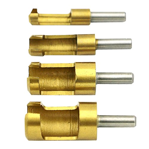 4pcs Wood Plug Hole Titanium Coated Cutter Drill Bits Set 6mm/10mm/13mm/16mm Cutting Dowel Power Woodworking Cork Hole Saw Tool Round Shank