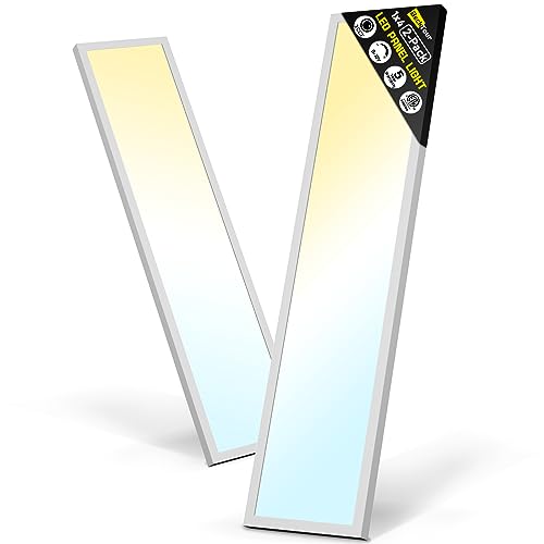 BeckTour 1x4 Led Flat Panel Light Surface Mount 2-Pack, 40W/4580LM, 5CCT 2700K/3000K/4000K/5000K/6000K Selectable, Flush Mount Ceiling Light for Kitchen, Garage, Hallway, Office, ETL