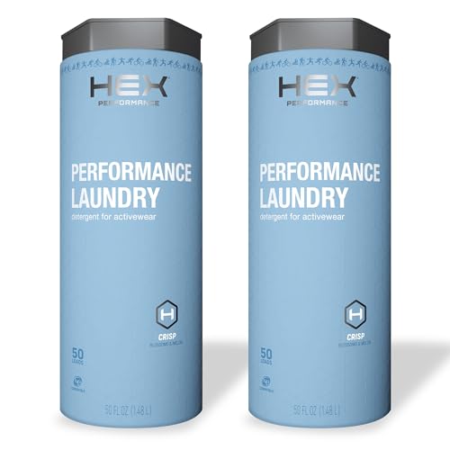 HEX Performance Laundry Detergent, Crisp, 100 Loads (Pack of 2) - Designed for Activewear, Eco-Friendly, Concentrated Formula