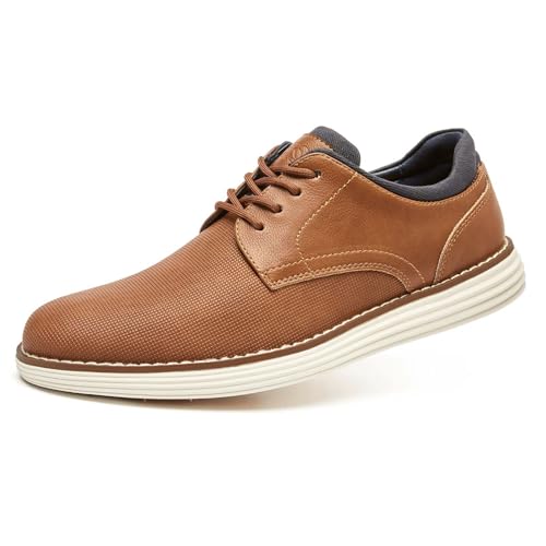 CLOWSE Men's Lightweight Dress Shoes Casual Dress Sneakers Business Casual Shoes Work Office Walking Oxfords, Camel, 11