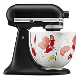 KitchenAid 5 Quart Ceramic Bowl for all KitchenAid 4.5-5 Quart Tilt-Head Stand Mixers KSM2CB5PPY, Poppy