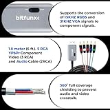 BITFUNX Dreamcast Component Cable Adapter - Supports RGBS/VGA to Component Video (3RCA) and Audio Cable (2RCA), Plug & Play Video Game Adapter with No Lag, for SEGA Dreamcast Console (6 ft)