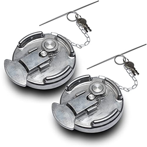 Locking Diesel Fuel Cap 2pcs Replacement for Peterbilt 379 389 579 4" Lever Style Semi Trucks Gas Tank Accessories Replace 11-04859-100 572.1015 600212 (Silver)