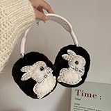 GCVXRUD Cute Glitter Rabbit Bunny Plush Case for AirPods Max Headphones,Funny Fluffy Soft Cover for Girls, Accessories Protective Cover for AirPods Max (Black)