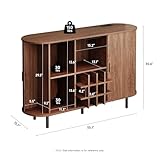 ONBRILL 55" Wine Bar Cabinet with LED Light,Modern Liquor Whiskey Coffee Station with Wine Rack and Glass Holder, Farmhouse Buffet Sideboard with Storage for Living Room, Kitchen, Entryway (Walnut)